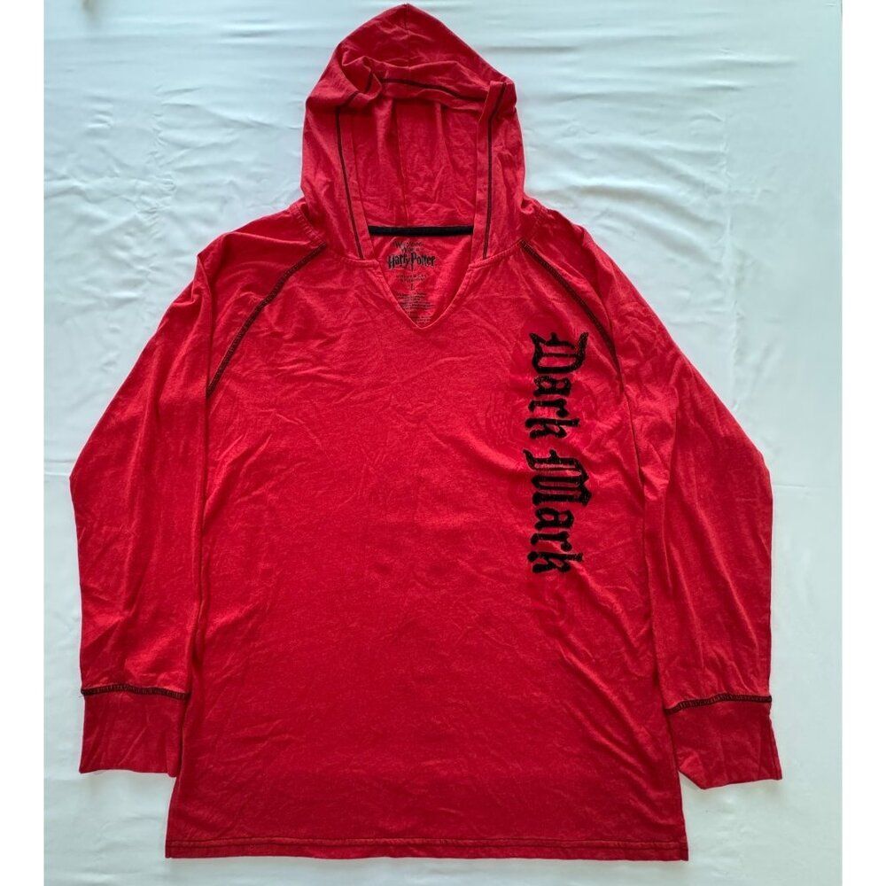 Harry Potter - Dark Mark - Long Sleeve Hooded Shirt Men's L Red Black Univ. Stu